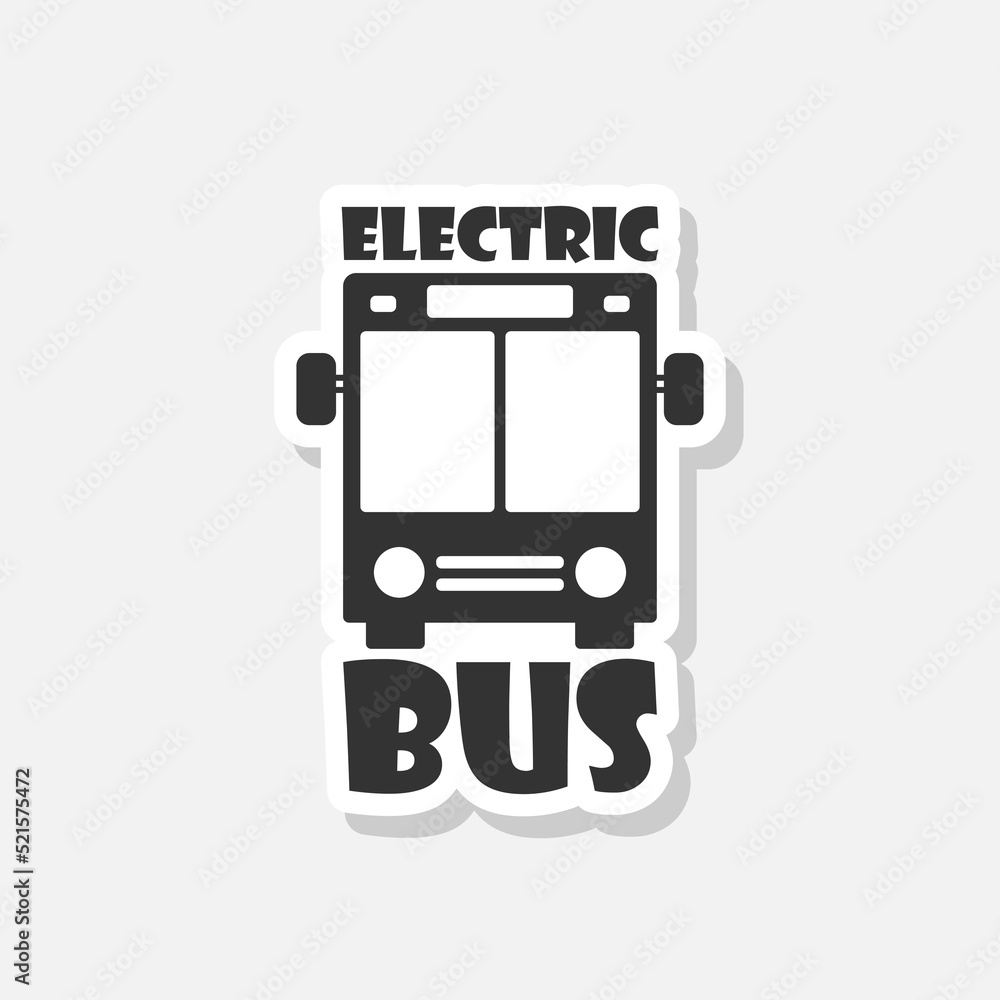 Electro Bus Silhouette Black Sticker Icon