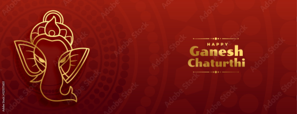 Fototapeta premium golden lord ganesha banner for indian festival ganesh chaturthi