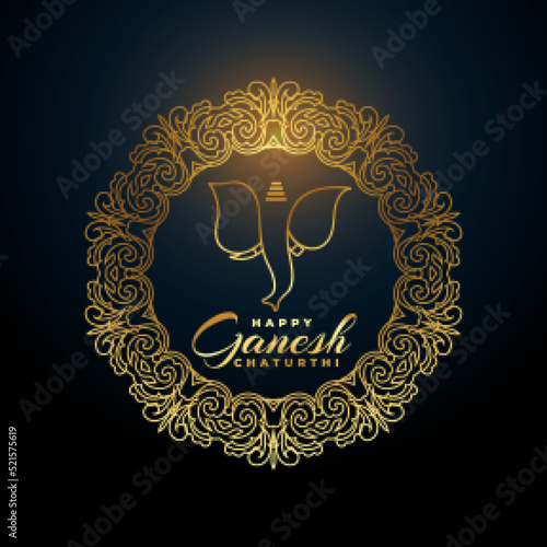 premium golden ganesh chaturthi festival banner in dark black background