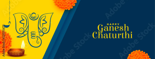 decorative hindu festival ganesh chaturthi celebration banner