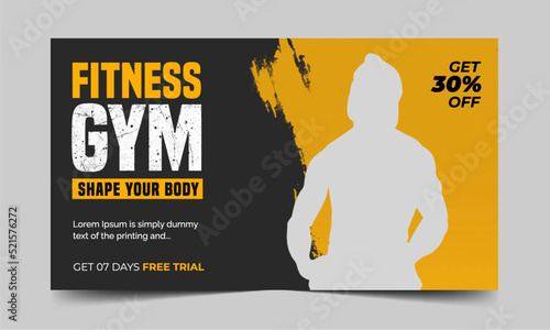 Fitness gym youtube thumbnail and web banner