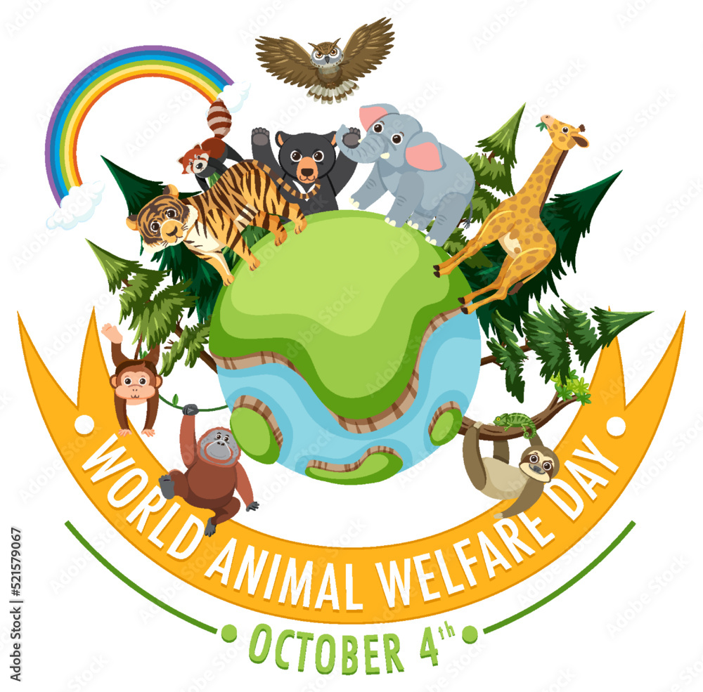 Naklejka premium World Animal Welfare Day Concept Vector