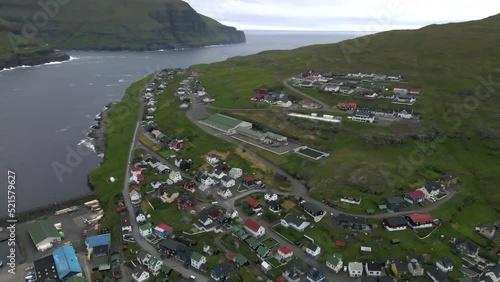 Eidi Village on Eysturoy in the Faroe Islands by Drone photo
