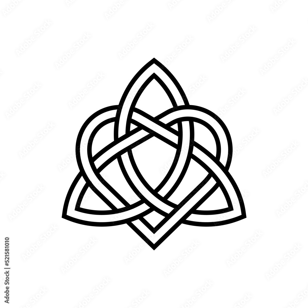 Irish Celtic Love Heart Knot Symbol Vector Illustration