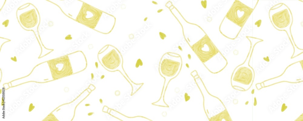 Valentine's day banner with wine bottle, glass and hearts Valentine's day banner with wine bottle, glass and hearts
