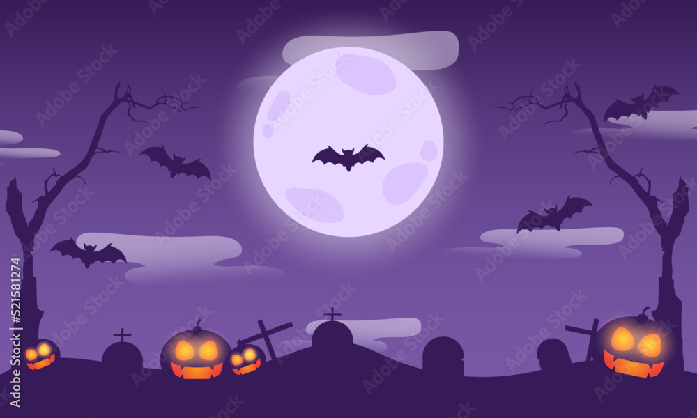 halloween background with pumpkin, halloween scene, halloween scene with moon
