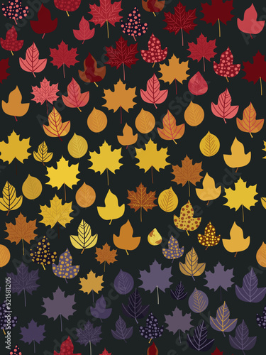 Hand drawn maple leaves ,autumn floral Seamless pattern. Vector illustration ...