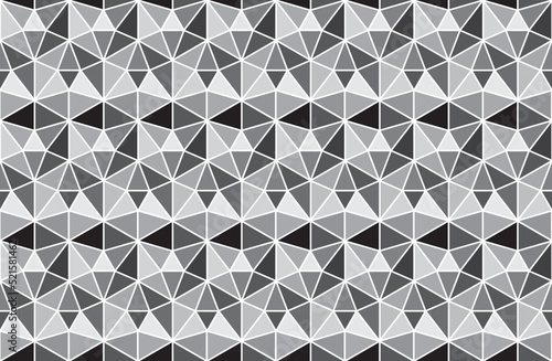 Bilde på lerret Abstract triangular mosaic tiles repeating pattern in black, and gray colors wit