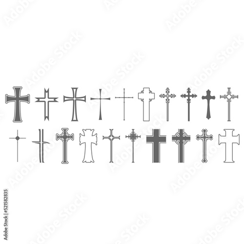 Christian crosses icons collection. Religion concept illustration
