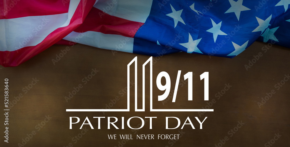 9 11 Memorial Illustration reading Never Forget with photograph of an ...