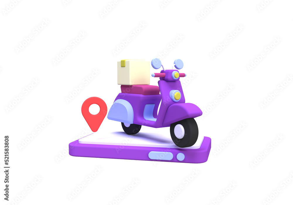 Shopping online and delivery with scooter concept illustration for business idea concept background Shopping online and delivery with scooter concept illustration for business idea concept background