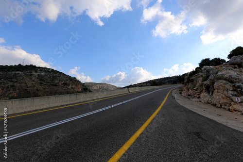 Asphalt highway across Israel from north to south.