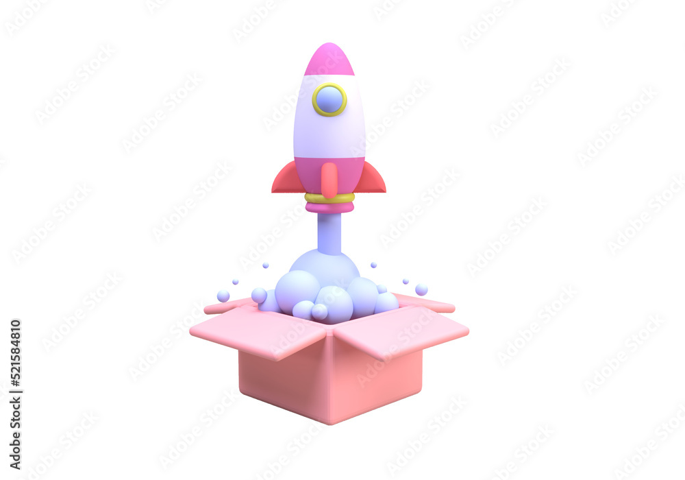 Rocket Launches with gift concept illustration Landing page template for business idea concept background Rocket Launches with gift concept illustration Landing page template for business idea concept background