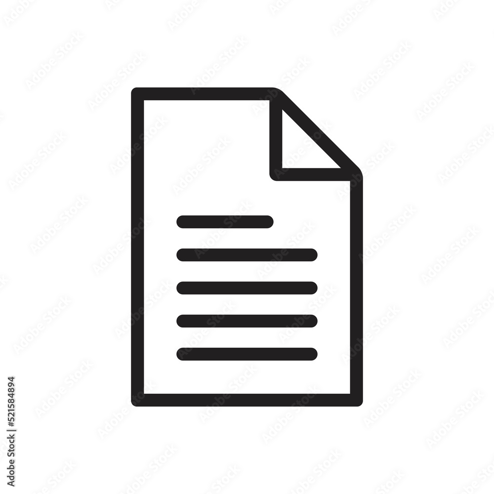 eps10 black vector document line icon isolated on white background ...