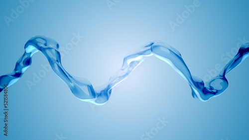 Abstract liquid splash flowing on blue background 