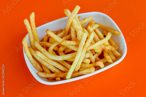 French fries Snack food crispy potato . Fast food or snacks concept. Patates cips.