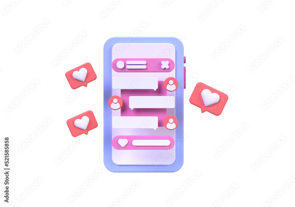 Speech bubble with social media concept illustration Landing page template business idea background Speech bubble with social media concept illustration Landing page template business idea background