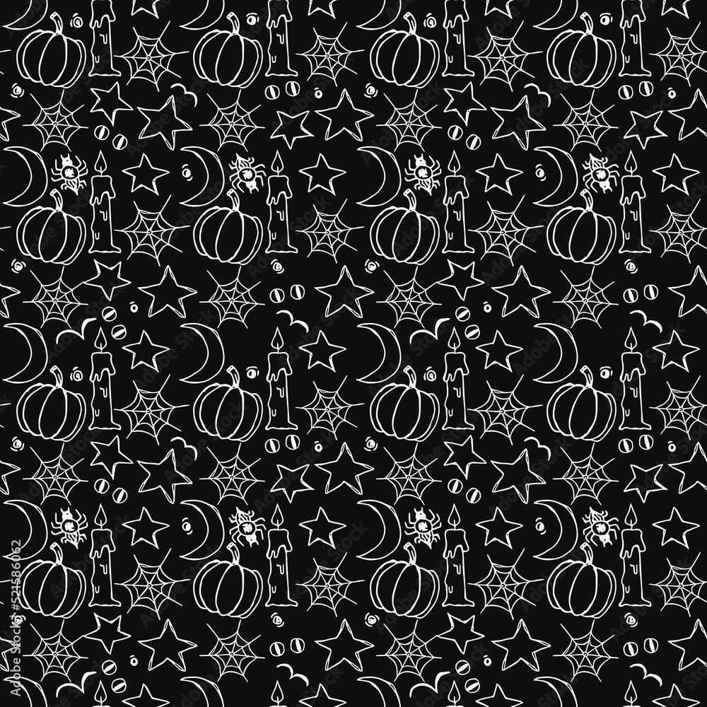 Seamless halloween pattern. Halloween background with doodle halloween icons Seamless halloween pattern. Halloween background with doodle halloween icons