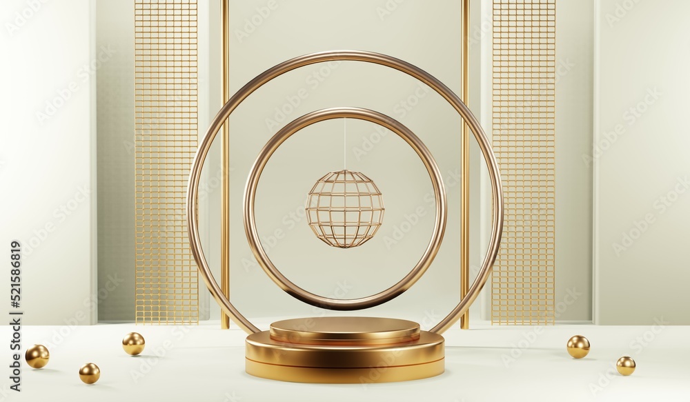 3D rendering of blank product background for cream cosmetics Modern gold podium background 3D rendering of blank product background for cream cosmetics Modern gold podium background