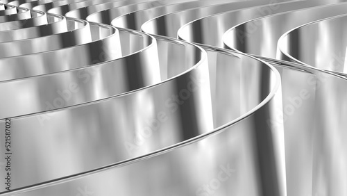 Wallpaper Mural Silver metallic background, shiny chrome striped 3D metal abstract background, technology lustrous 3D render illustration. Torontodigital.ca