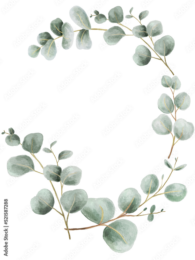 Watercolor eucalyptus wreath