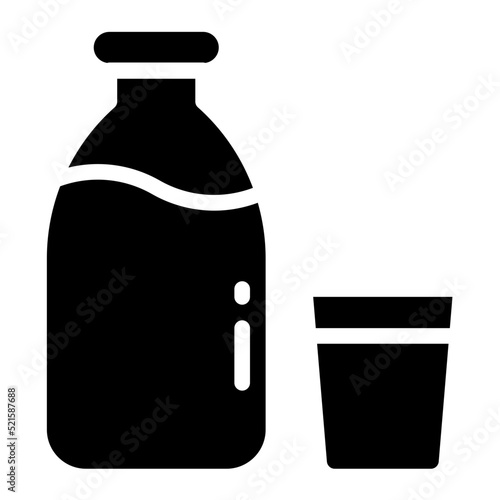 Milk bottle glass calcium beverage - solid icon
