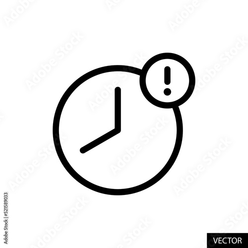Delay alert vector icon in line style design for website design, app, UI, isolated on white background. Editable stroke. Vector illustration.