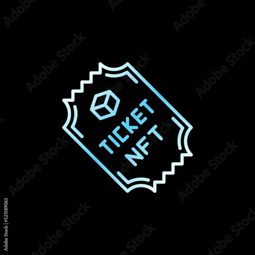 NFT Ticket vector thin line Non-fungible Token concept blue icon