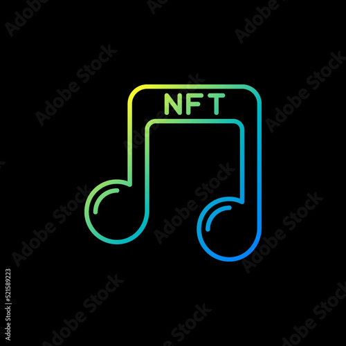 Music NFT Non-fungible Token vector concept colorful line icon