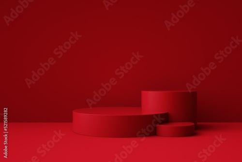 Abstract minimal scene 3d rendering background with geometric forms, can be used for commercial advertising.