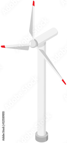 Wind turbines power plant, construction with big propeller. Alternative renewable sustainable wind park power generation, green energy concept. Vector windmill with white vanes, green electricity
