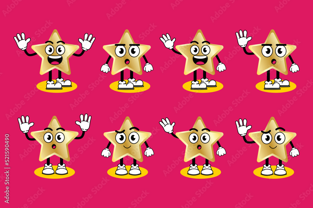 Illustration vector graphic cartoon character of Cute mascot golden star with pose. Suitable for children book illustration and element design.
