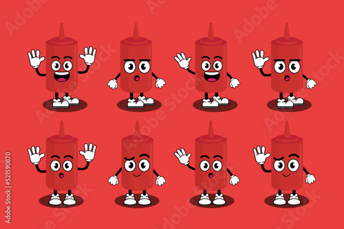 Illustration vector graphic cartoon character of Cute mascot sauce bottle with pose. Suitable for children book illustration and element design.