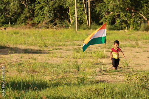 Small Children With Indian National Flag