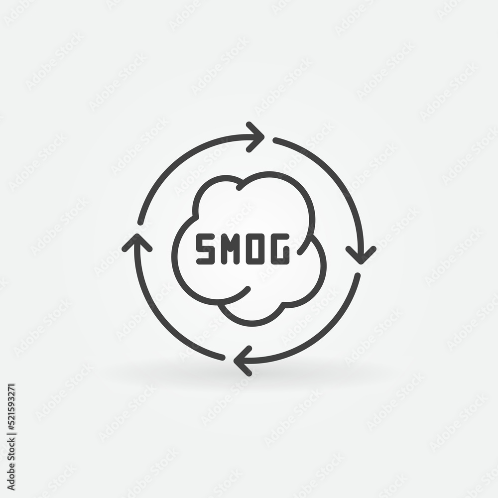 Smog with Arrows vector concept line icon or symbol Smog with Arrows vector concept line icon or symbol