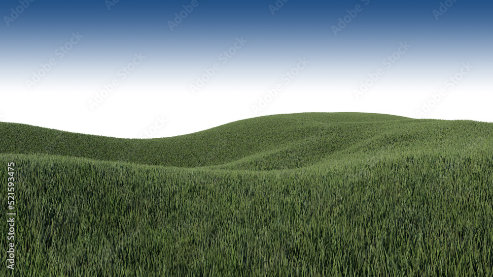 Naklejka premium A 3d rendering image of grassed hill nature scenery