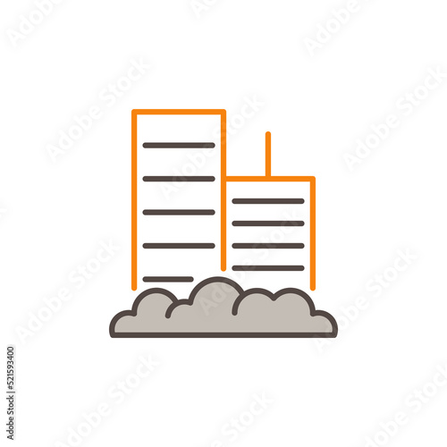 City Buildings and Smog vector colored concept icon