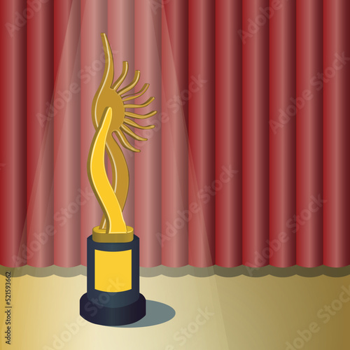 Golden Red Award Background. Traditional Style Sparkle Glowing Effect. Entertainment Hollywood Bollywood Template Design photo