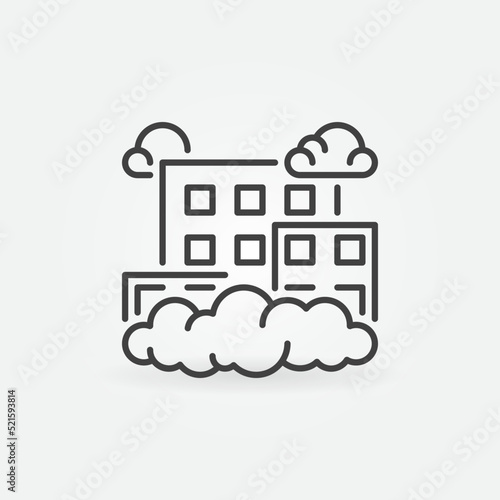 City with Smog or Smoke Fog outline vector concept icon