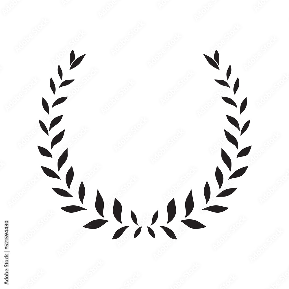 Hand drawn vector laurel wreath. Botanical round frame for invitations, posters, greeting cards, web, menu. Floral frame with laurel branches.