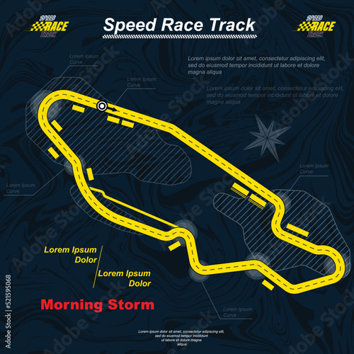 Yellow and blue race track banner