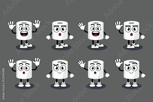 Illustration vector graphic cartoon character of Cute mascot toilet tissue with pose. Suitable for children book illustration and element design.