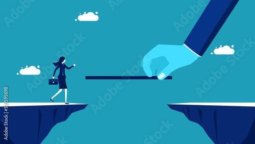 Business support. Build a bridge to help businesses. business concept vector