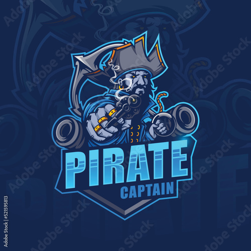 Pirate captain mascot logo design for esport