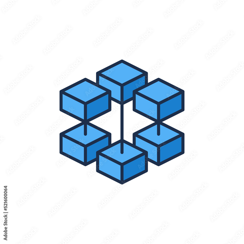 Block-Chain vector concept blue icon - Blockchain symbol