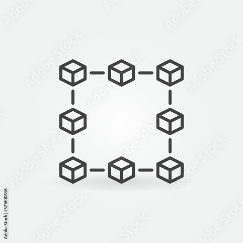 Block Chain vector concept thin line icon. Cryptocurrency abstract sign