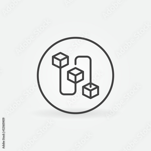 Blockchain in circle outline vector minimal icon. Block Chain sign