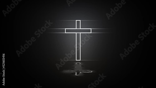 Neon Style white Cross Animated on Black