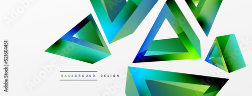 3d triangle abstract background. Basic shape technology or business concept composition. Trendy techno business template for wallpaper  banner  background or landing