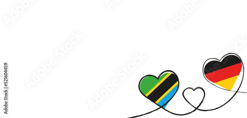Drei Herzen mit der Fahne von Deutschland und Tansania photo